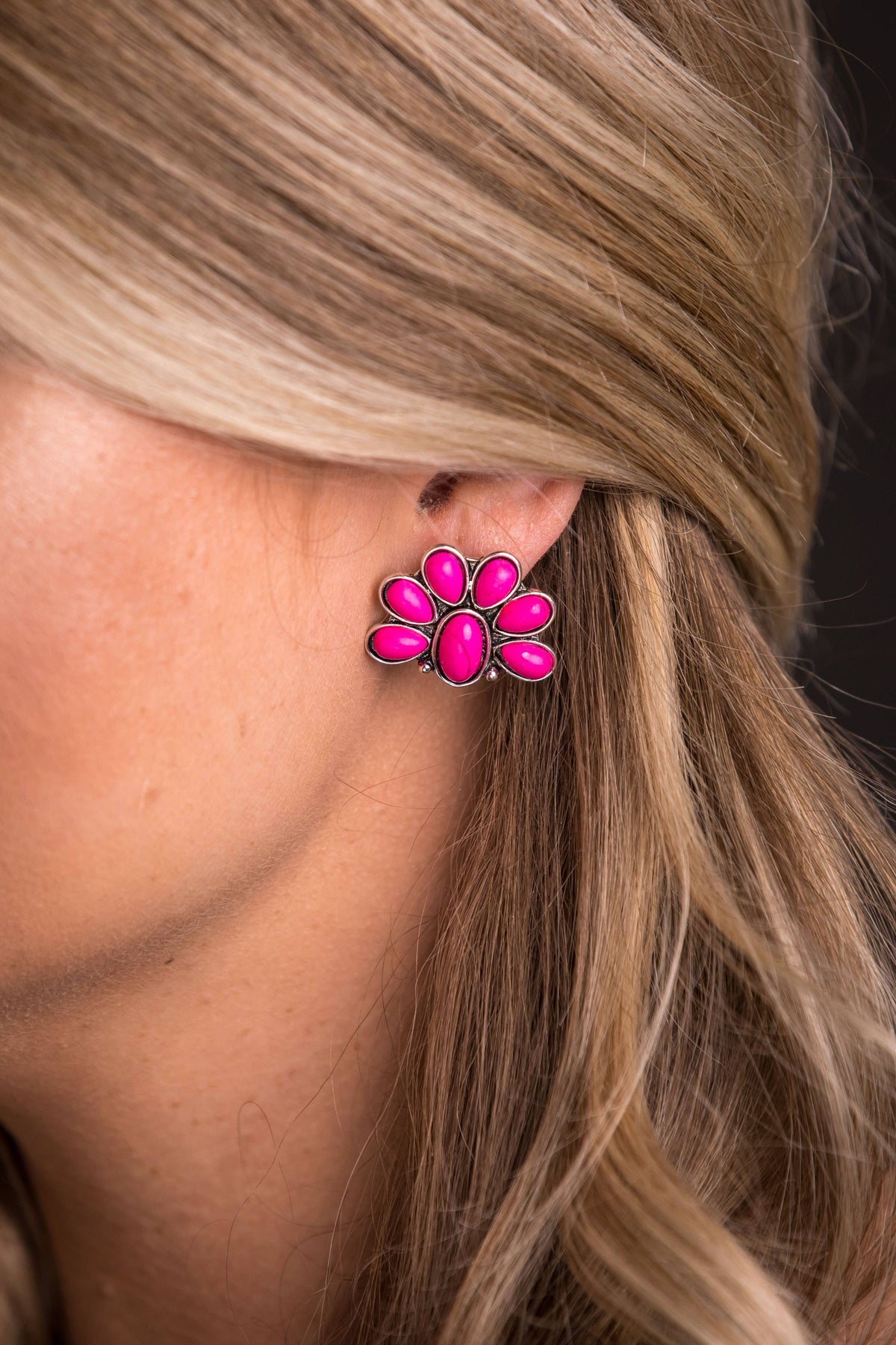 West & Co. Earrings - Post Half Flower - Pink