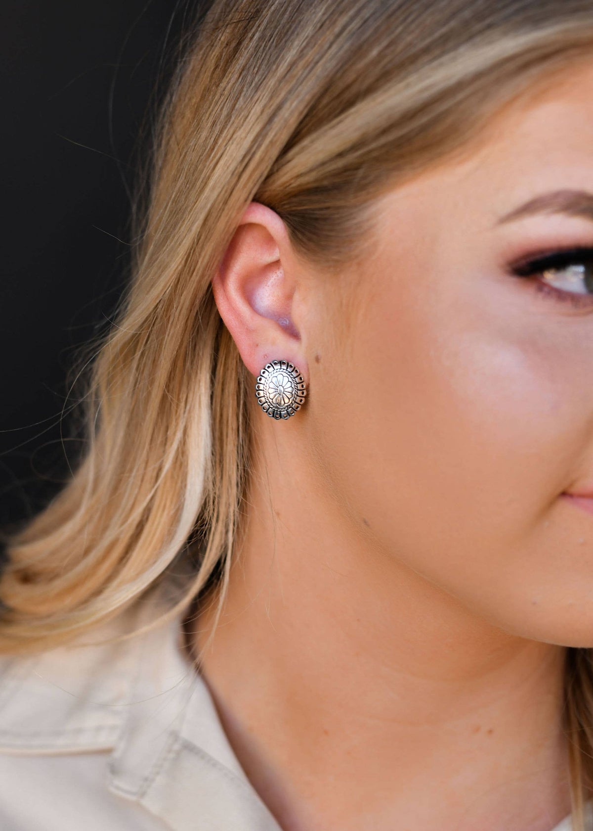 West & Co. Earrings - Concho Flower - Silver Small