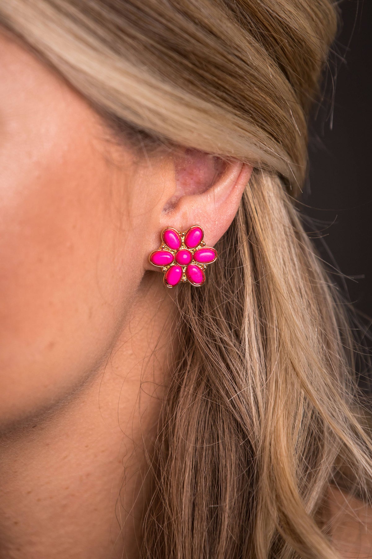 West & Co. Earrings - Stud - Flower Pink/Gold