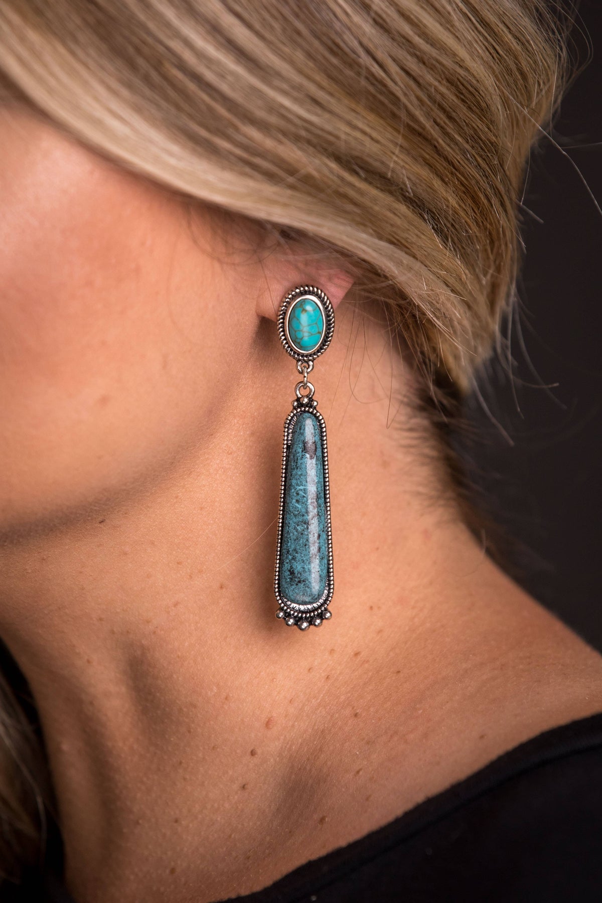 West & Co. Earrings - Post Round/Elongated - Turquoise