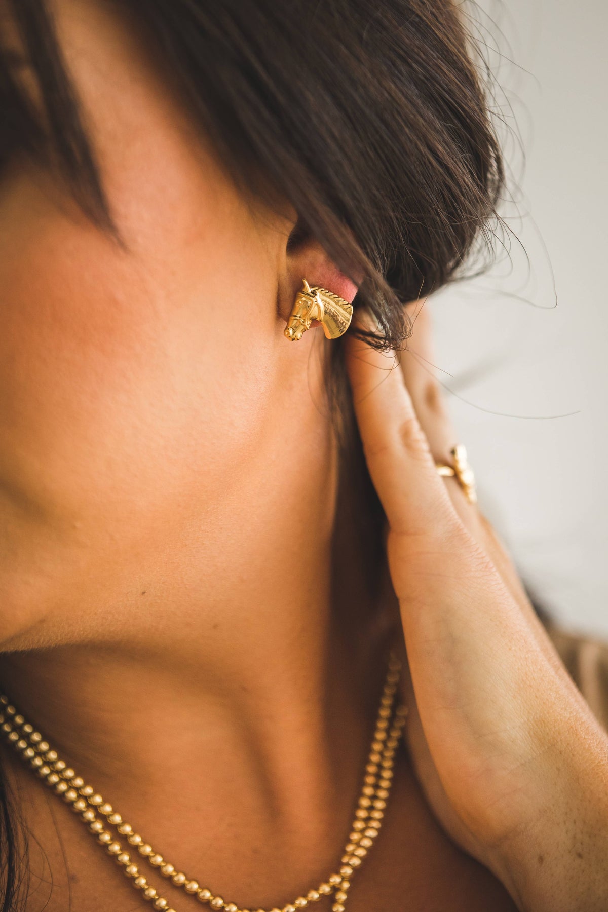West & Co. Earrings - Stud - Horse Head Gold Plated