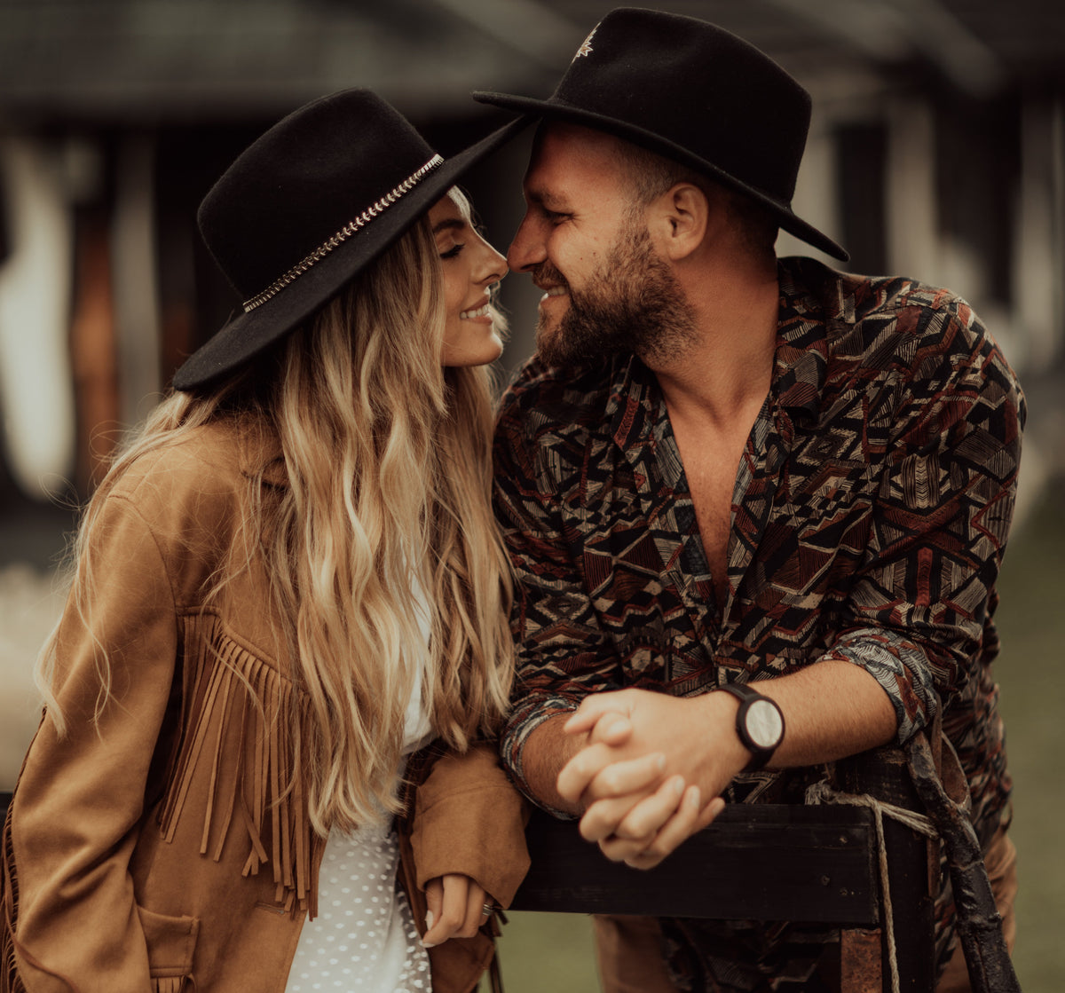 Couple wearing western apparel