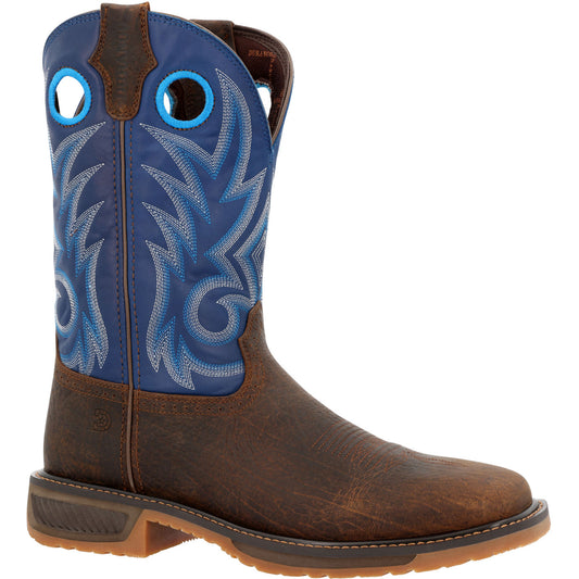 Durango WorkHorse Worn Saddle and Denim Blue Western Work Boot