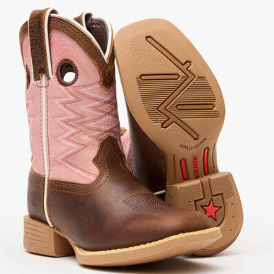 Durango® Lil' Rebel Pro™ Little Kids’ Dark Chestnut Bubble Gum Western Boot