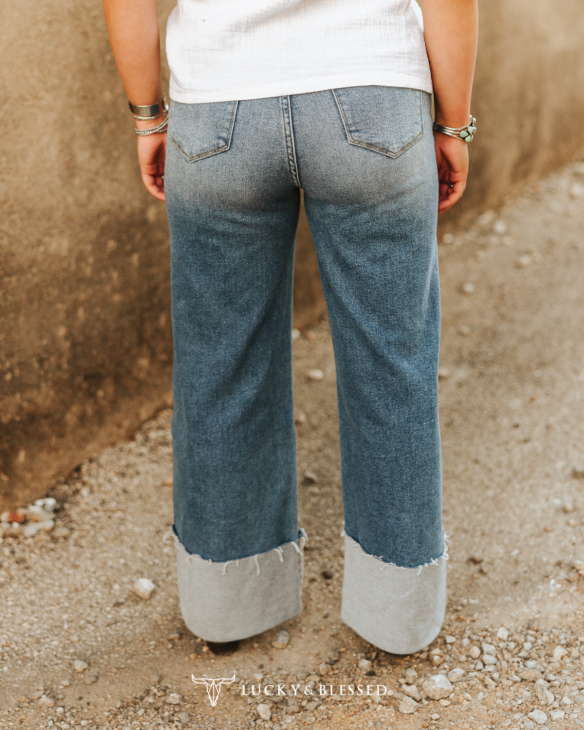 Dark Wash High Rise Cuffed Trouser Jeans