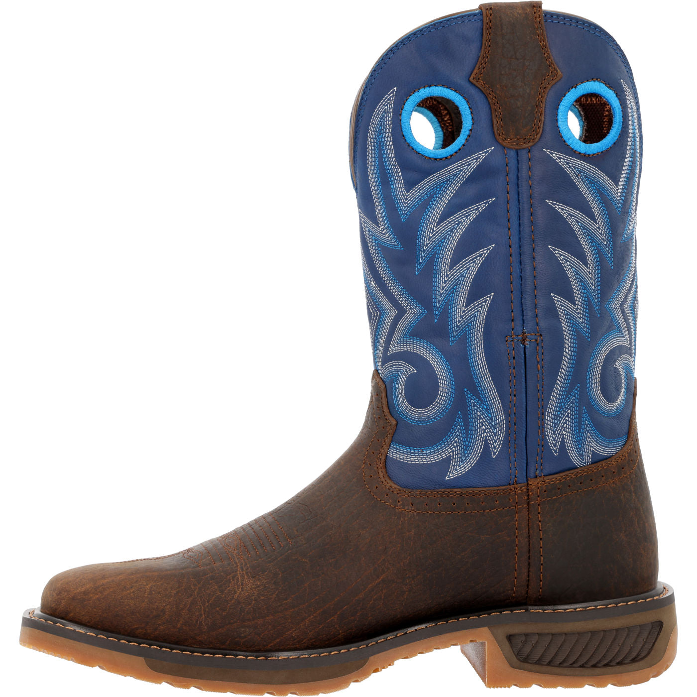 Durango WorkHorse Worn Saddle and Denim Blue Western Work Boot