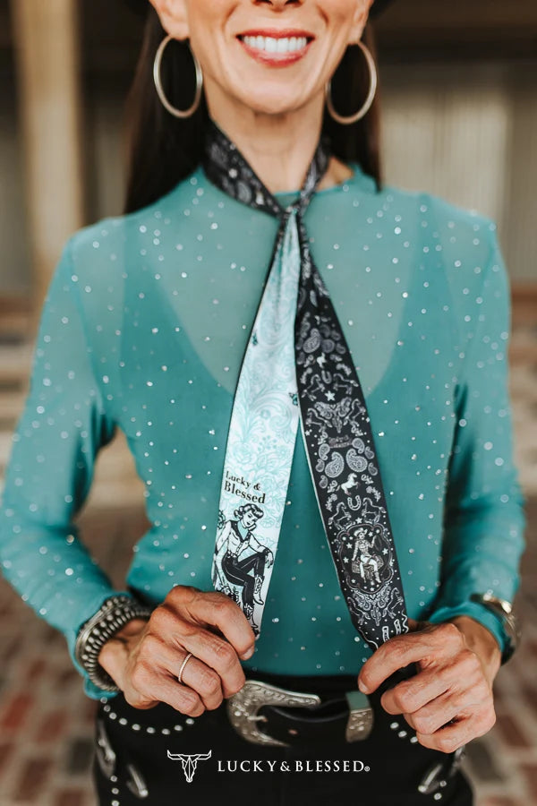 Silk Twilly Scarf - Black Pinup Stitch
